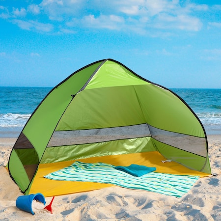 Wakeman Pop Up Beach Tent - Fits 2-3 People - Sun Shelter with UV Protection, Ventilation by Green 75-CMP1107